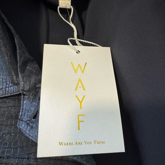 WAYF Camille Glossy Navy Blue Faux Leather Crocodile Alligator Lizard Jacket NWT - Picture 6 of 10